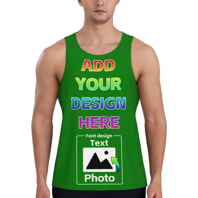 Personalized Tank Tops for Men Custom Sleeveless Shirt Gifts for Husband Dad Front Back Print M A030 Green