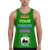 Personalized Tank Tops for Men Custom Sleeveless Shirt Gifts for Husband Dad Front Back Print M A030 Green view 1