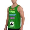 Personalized Tank Tops for Men Custom Sleeveless Shirt Gifts for Husband Dad Front Back Print M A030 Green view 2
