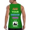 Personalized Tank Tops for Men Custom Sleeveless Shirt Gifts for Husband Dad Front Back Print M A030 Green view 3