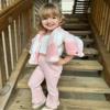 HINTINA 2T Toddler little Girl 3 Piece Outfits Bell Bottom Flared Pant Set Cami Top Pink Plaid Coat Long Sleeve Fall Winter Clothes Clothing 2-3 Years view 2