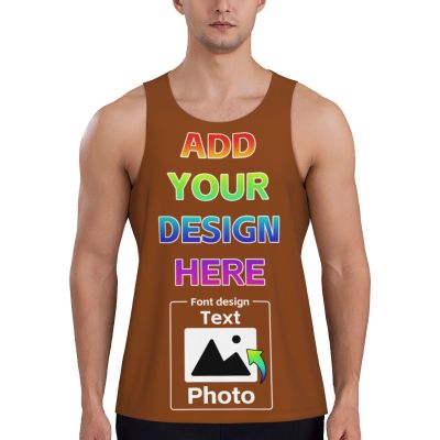 Personalized Tank Tops for Men Front and Back Print Design Your Own Tank Tops Add Logo Photo Text L A0213 Saddlebrown