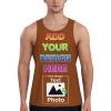 Personalized Tank Tops for Men Front and Back Print Design Your Own Tank Tops Add Logo Photo Text L A0213 Saddlebrown view 1