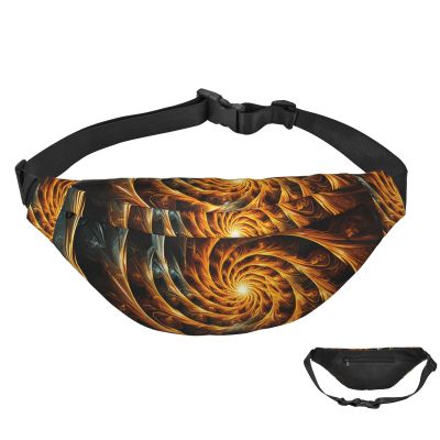 Fanny Pack Belt Bag for Women Men Waterproof Waist Pack Yellow Abstract Spiral Waist Bag with Adjustable Strap
