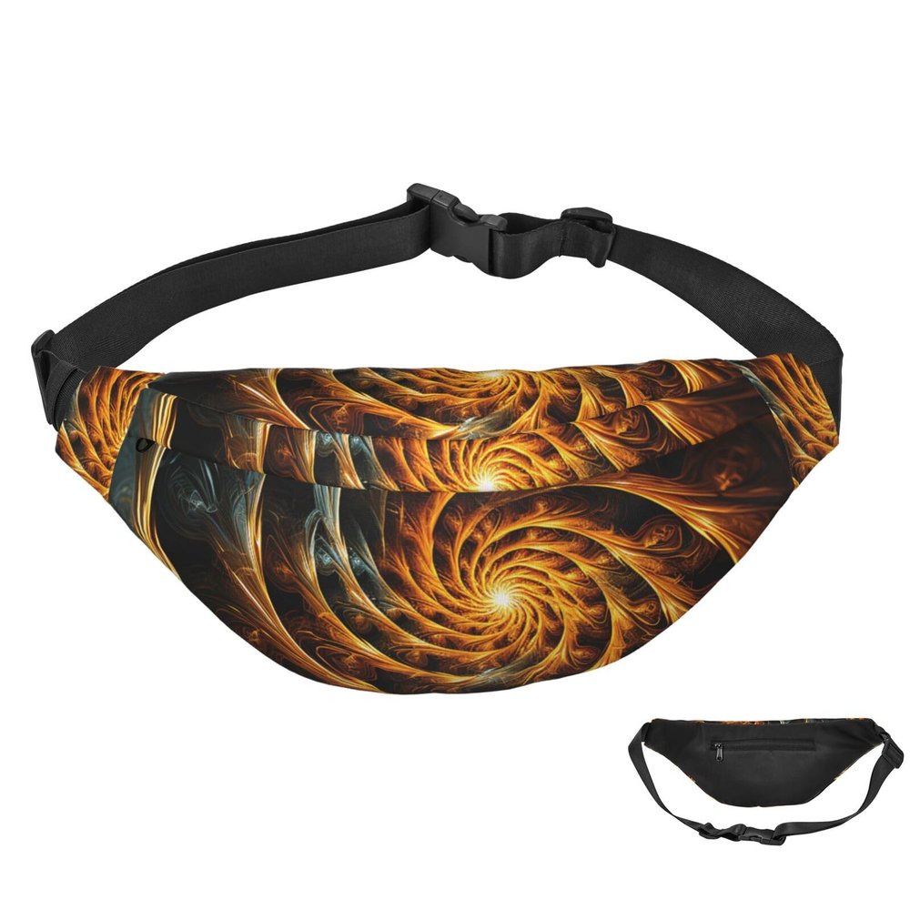 Fanny Pack Belt Bag for Women Men Waterproof Waist Pack Yellow Abstract Spiral Waist Bag with Adjustable Strap