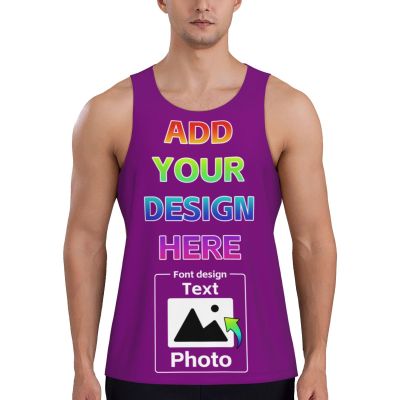 Personalized Tank Tops for Men Front and Back Print Design Your Own Tank Tops Add Logo Photo Text M A044 Purple