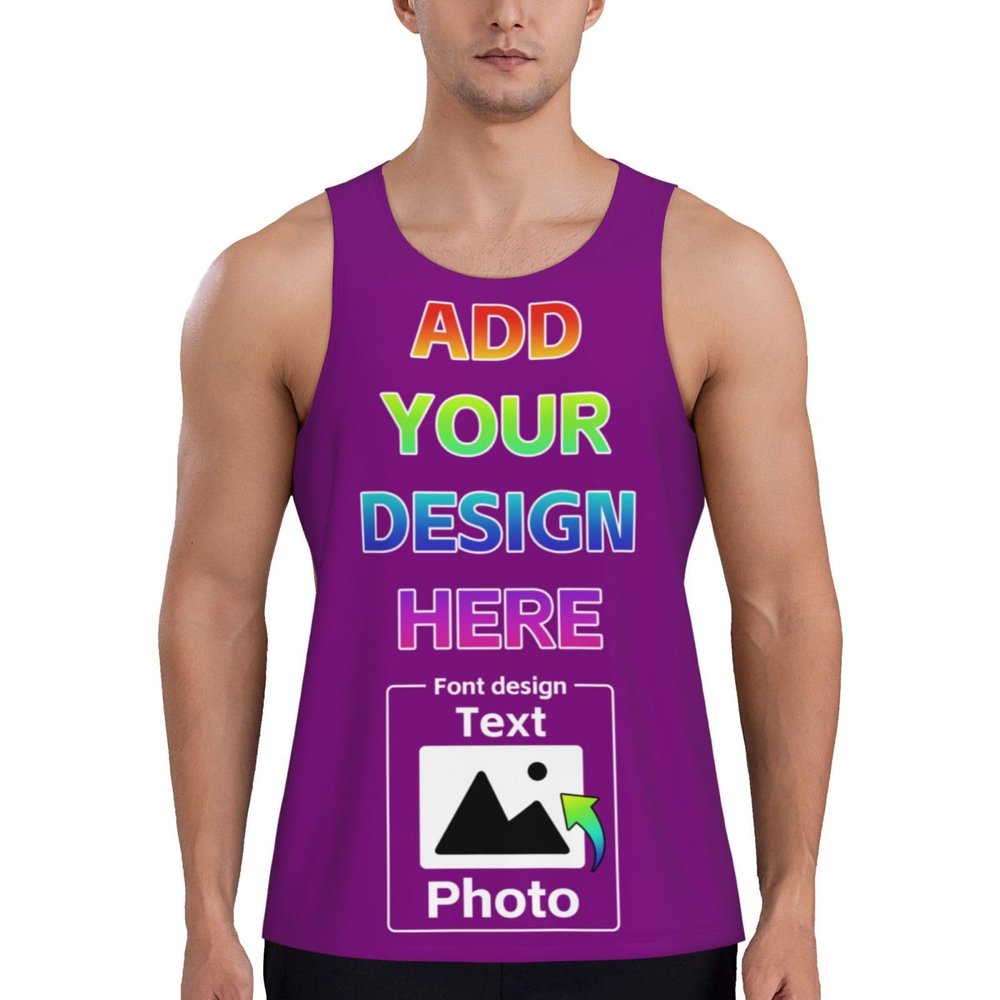 Personalized Tank Tops for Men Front and Back Print Design Your Own Tank Tops Add Logo Photo Text M A044 Purple