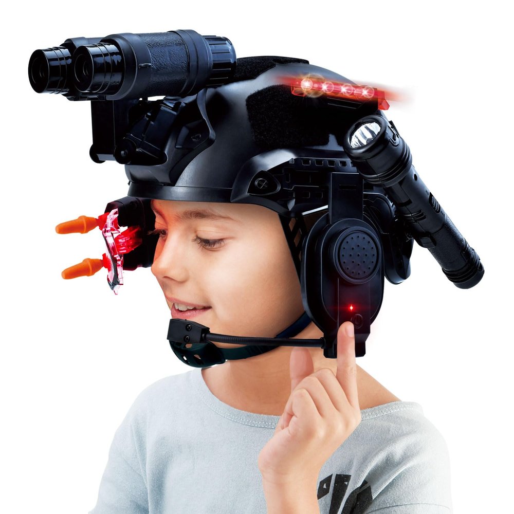 REGLORY Kids Tactical Multifunctional Helmet Set for Battle Game, Police Cosplay Kids Toy Helmet Paintball Airsoft (Black)
