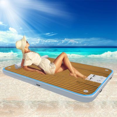 KJLYLPP Large Inflatable Floating Bed Outdoor Water Inflatable Bed PVC Floating Row Inflatable Fishing Boat Water Rest Dock Water Yoga Mat Large Lake Mat (2.5 * 2M)