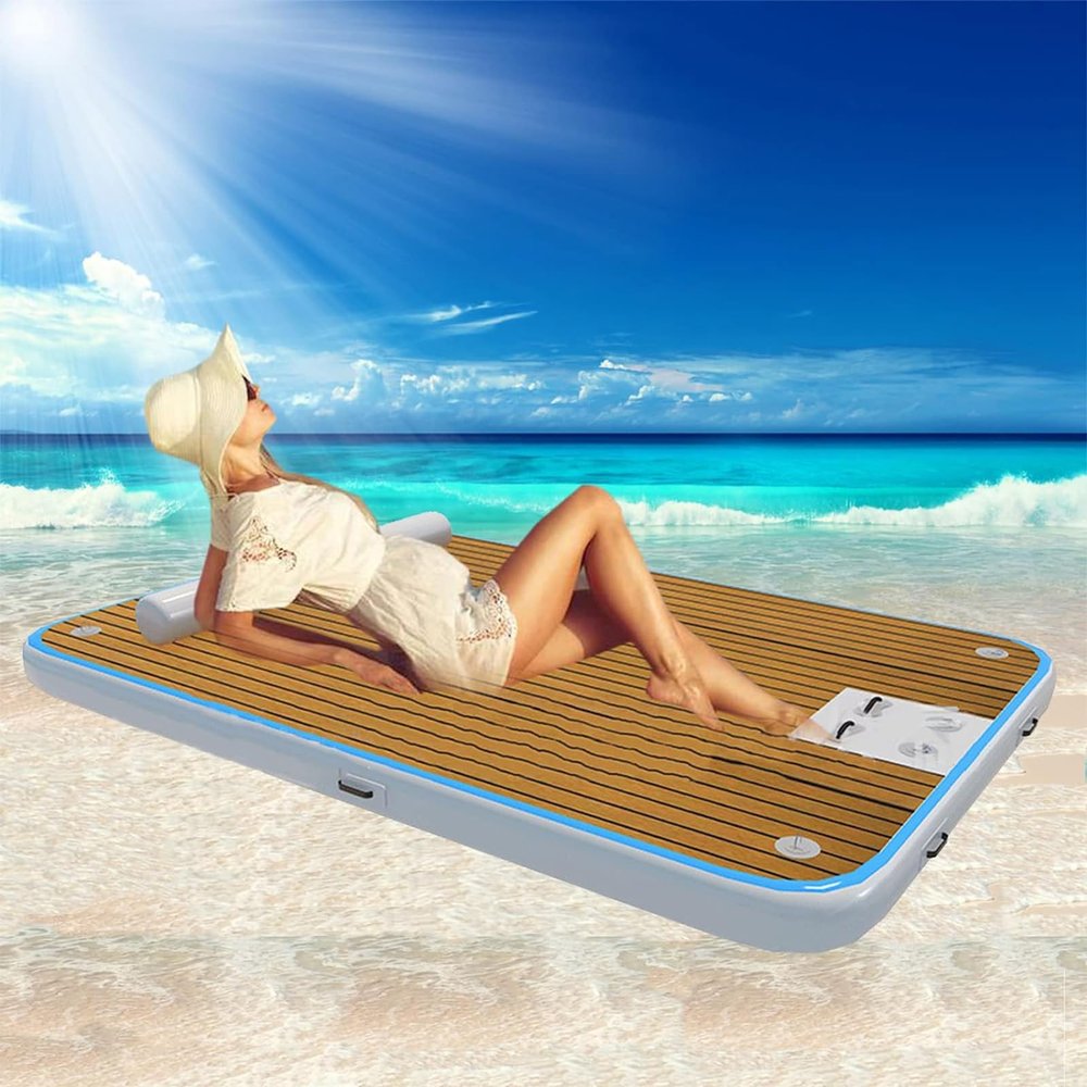 KJLYLPP Large Inflatable Floating Bed Outdoor Water Inflatable Bed PVC Floating Row Inflatable Fishing Boat Water Rest Dock Water Yoga Mat Large Lake Mat (2.5 * 2M)