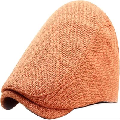 FAZAIQILUO Beret Men's Newsboy Taxi Driver Flat Shoes French Bonnie Hat Orange