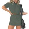 Cropped Tee Skort Set,2 Piece Summer Lounge Skirt Sets for Women,Tennis Sweat Skirt Set,Washed Shorts Outfits with Lining (Dark Green, XX-Large) view 1