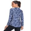 Misyula Style Womens Workout Tops Long Sleeve, Quarter Zip Pullover Plus Size Golf Shirt Sun Protection Athletic Hiking Running Shirts,Blue White Leaf,XXL view 2