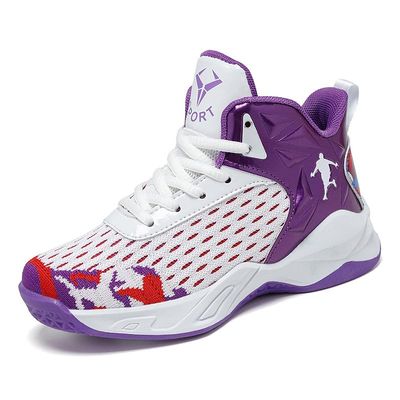 Jevaloo Boys and Kids Basketball Shoes Lightweight Fashion Sneakers White Purple