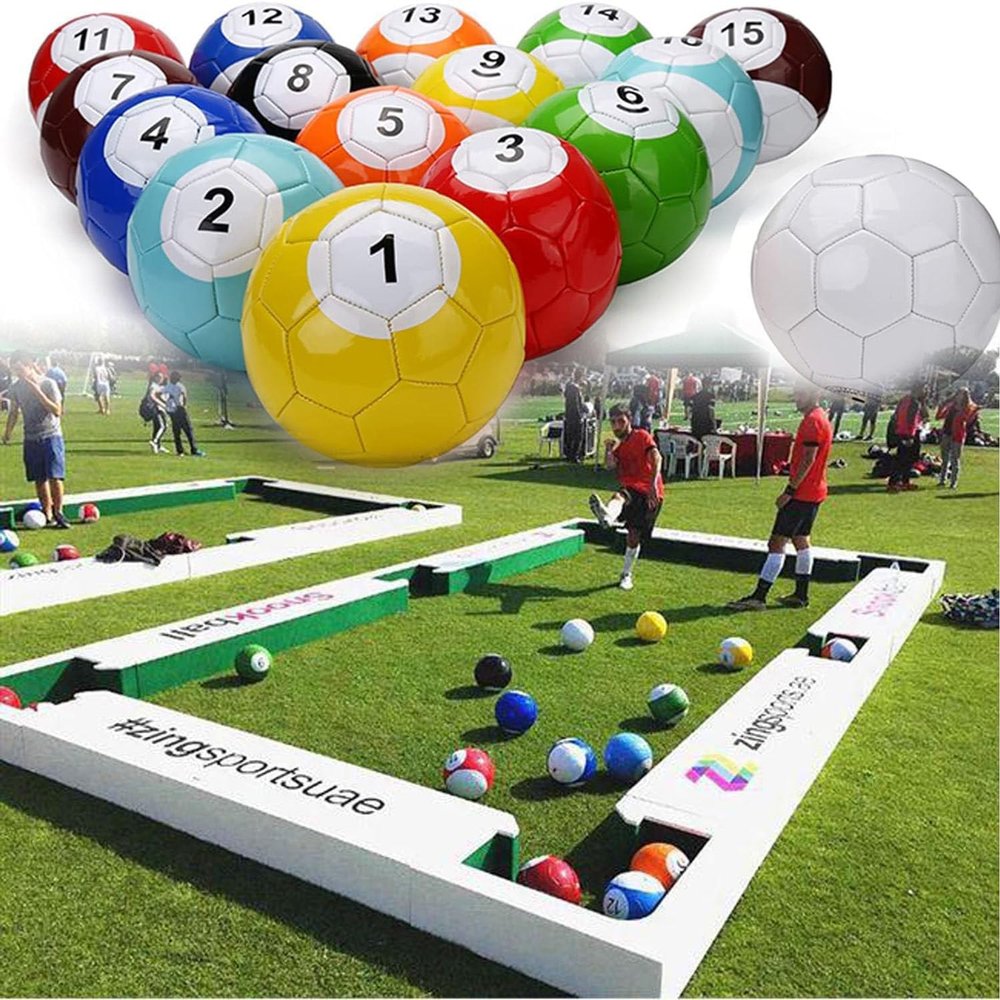 ZGFUSVFD Inflatable Billiards Football Snooker Balls Table Games 16Pcs Leather Football Pool Kick Billiards Set Snookball Footpool Adult Outdoor Game Entertainment,18CM