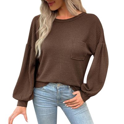 GOKKILRW Womens Casual Sweatshirts Knit Sweater Pullover Tops 2024 Fall Fashion Shirts Loose Fit Lightweight Work Blouses Petite Tops for Women Soft Long Sleeve Crewneck Trackshirts Cute Tunic Tops
