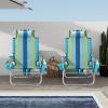 VINGLI Backpack Beach Chair 2 Pack, with 5-Position, Cup Holders, Cooler Bag, Towel Bar, Lightweight Folding Beach Camping Chairs for AdultsBlue/Green-13 view 2
