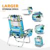 VINGLI Backpack Beach Chair 2 Pack, with 5-Position, Cup Holders, Cooler Bag, Towel Bar, Lightweight Folding Beach Camping Chairs for AdultsBlue/Green-13 view 4