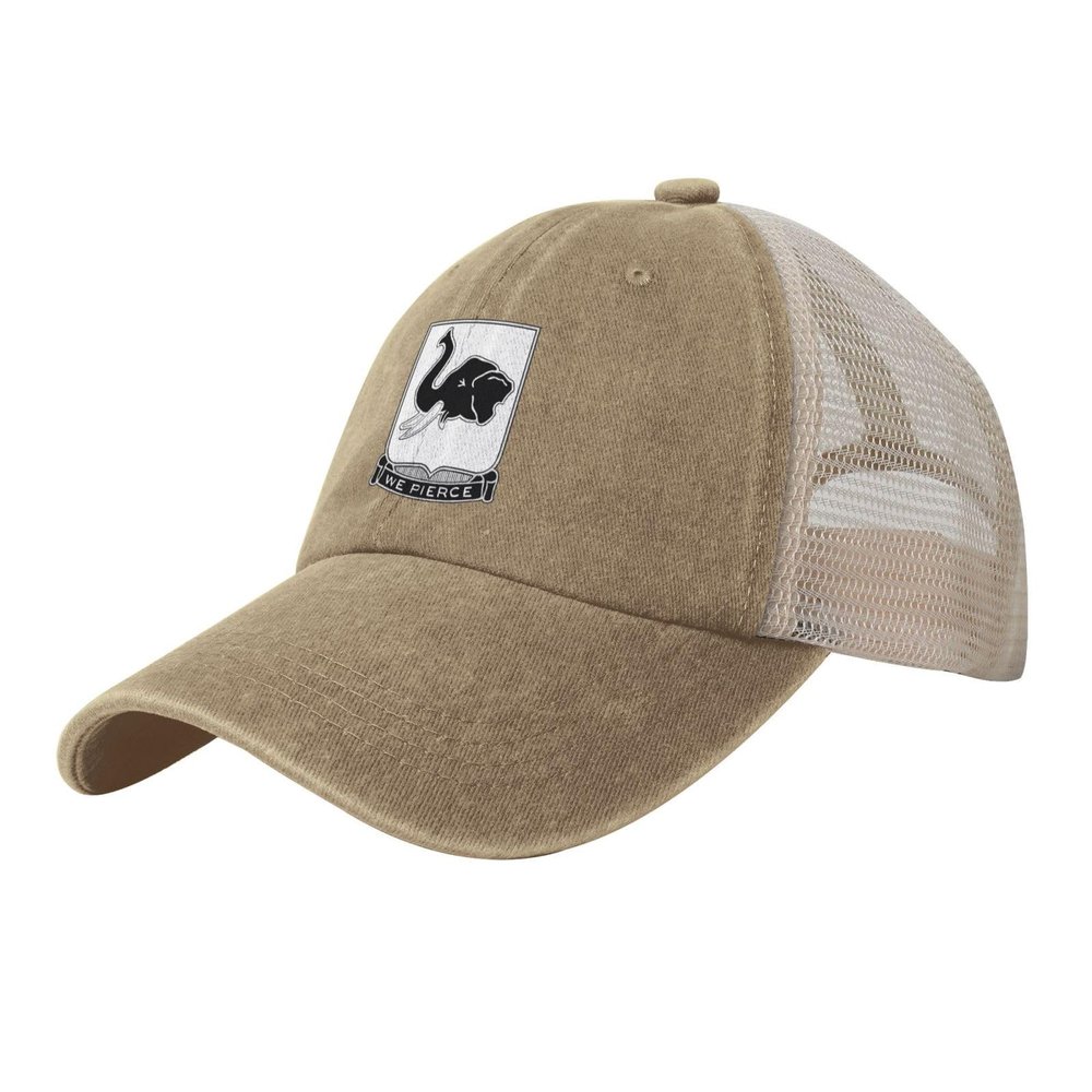 64th Armor Regiment Adjustable Washed Denim Mesh Hat Denim Baseball Cap Cowboy Hat