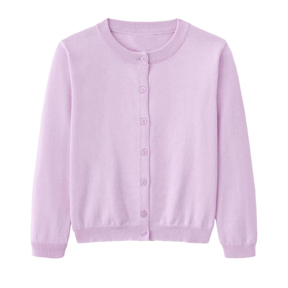 Miccina Girls Cardigan Sweater School Uniforms Toddler Long Sleeve Button Knit Solid Sweaters Tops Purple