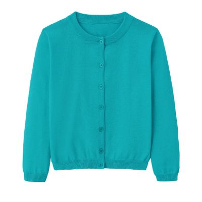 Miccina Girls Cardigan Sweater School Uniforms Toddler Long Sleeve Button Knit Solid Sweaters Tops Peacock Blue