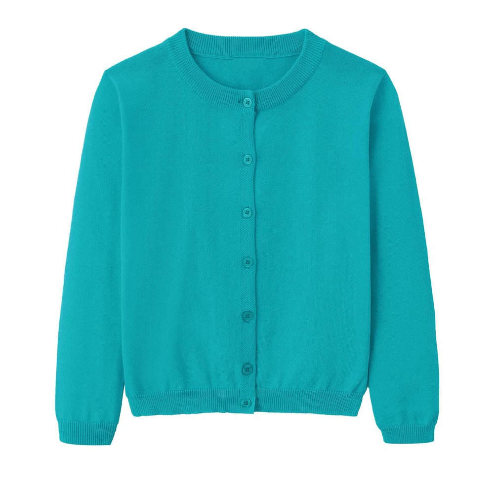 Miccina Girls Cardigan Sweater School Uniforms Toddler Long Sleeve Button Knit Solid Sweaters Tops Peacock Blue