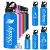 YoLLiEE Custom Personalized Water Bottles for Kids with Straw 12 18 24 32 40 oz Customized Engraved Insulated Stainless Steel Water Bottles with Name, Blue Icon Style view 1
