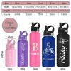 Custom Personalized Water Bottles for Kids with Straw 12 18 24 32 40 oz Customized Engraved Insulated Stainless Steel Water Bottles with Name, Green Initial Style view 2