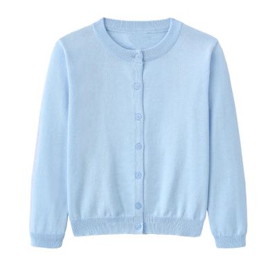 Miccina Girls Cardigan Sweater School Uniforms Toddler Long Sleeve Button Knit Solid Sweaters Tops Light Blue