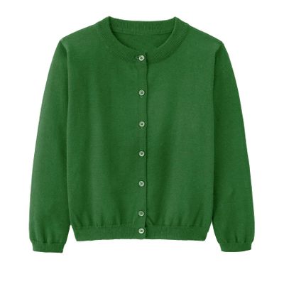 Miccina Girls Cardigan Sweater School Uniforms Toddler Long Sleeve Button Knit Solid Sweaters Tops Green