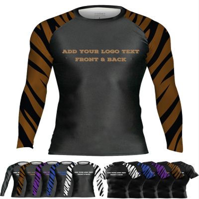 DEHAHA Unisex Youth Customized No-Gi Zebra Ranked Rashguards Jiu Jitsu Long Sleeve Base Shirt, Brown XX-Small