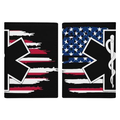 American Flag EMS Star of Life Paramedic Medic Passport Case Holder Wallet Protective Cover Blocking Card Travel Accessories Funny for Women Men