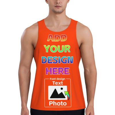 Custom Tank Tops Bulk for Man Women Personalized Tank Tops with Logo Name Photo Design Your Own Print Swimming Tank Top for Men Quick Dry Tank Top no Sleeve Shirt Men-Orange Red-4XL-0000224