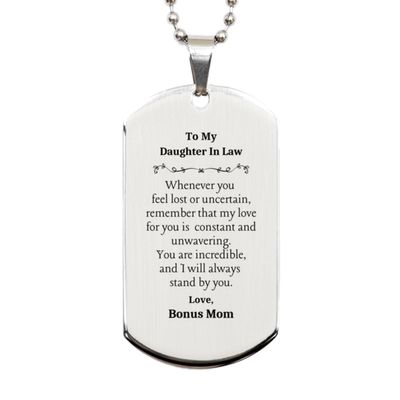 Amangny Daughter In Law Engraved Silver Dog Tag - Unwavering Love for Christmas Gifts