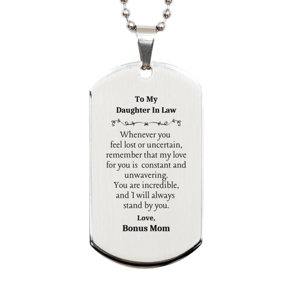 Amangny Daughter In Law Engraved Silver Dog Tag - Unwavering Love for Christmas Gifts