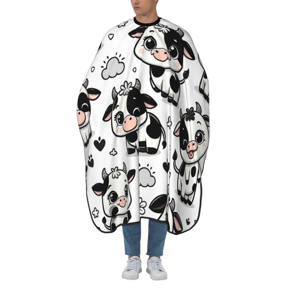 55x66 Inch Adult Barber Cape Funny-Cow-Cartoon Adult Haircut Cape With Snap Closure
