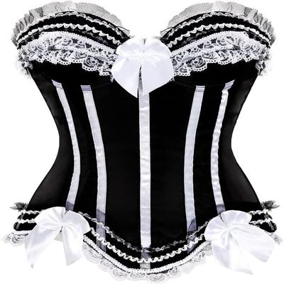ADELCE Plus Size Corset Top for Women Bustier Lace up Gothic Lingerie Burlesque Costume Dress White 7XL