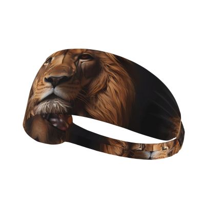 WZYWHJ Soft and Absorbent Headband for Red Basketball Workout - Ideal Hair Accessory for Yoga, Running, and More! The Lion's Gaze Pattern, Black
