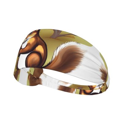 WZYWHJ Soft and Absorbent Headband for Red Basketball Workout - Ideal Hair Accessory for Yoga, Running, and More! Nut-eating squirrel Pattern, Black