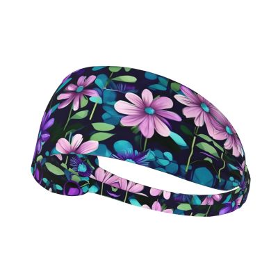 WZYWHJ Soft and Absorbent Headband for Red Basketball Workout - Ideal Hair Accessory for Yoga, Running, and More! Purple Camellia Pattern