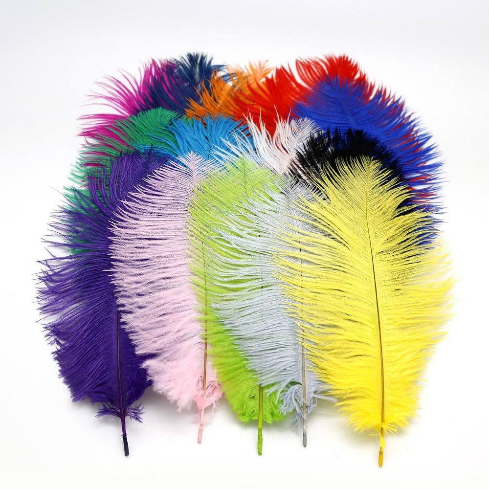 KTGCOZS Pack of 5 10-12" Dyed Ostrich Feathers Herl Plume Fluffy Nymph Body Fly Tying Materials Wedding Supplies DIY (Pink 5pcs)