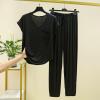 2 Piece Sets for Women Summer V Neck Short Sleeve Tops Casual Drawstring Pants Soft Pjs Lounge Sets Comfy Sleepwear view 2