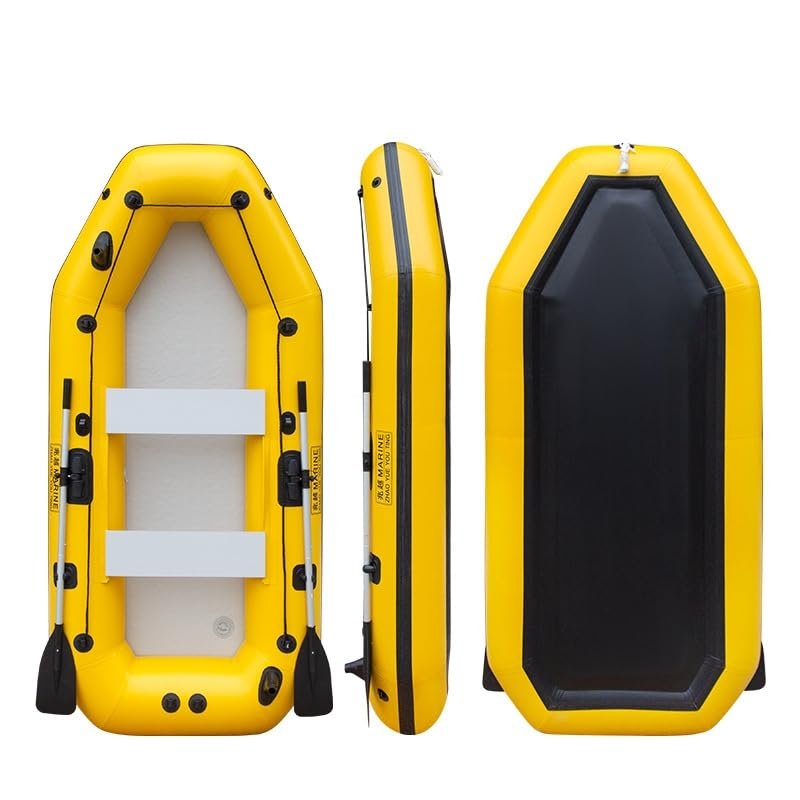 Inflatable Boat PVC 4 Person Fishing Canoe Kayak with Pump Foldable Convenient to Carry Rubber Boat sea Fishing (3.0 * 1.42M)