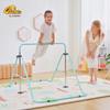 Qaba Folding Gymnastics Bar for Kids with Shock Absorption, Adjustable Gymnastics Horizontal Bar, Gymnastics Kip Bar for Home Use, Green view 2