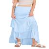 CHARTOU Women Boho Maxi Convertible Skirt Wide Smocked Elastic Waist Asymmetric Ruffle Strapless Dress (X-Small,Blue) view 2