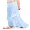 CHARTOU Women Boho Maxi Convertible Skirt Wide Smocked Elastic Waist Asymmetric Ruffle Strapless Dress (X-Small,Blue) view 3