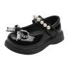 Girls Round Toe Ankle Strap Mary Jane School Shoes with Bow Chunky Platform Dress Shoe Pumps Dress Platform Slides Kids (Black, 9.5 Toddler) view 1
