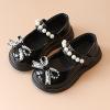 Girls Round Toe Ankle Strap Mary Jane School Shoes with Bow Chunky Platform Dress Shoe Pumps Dress Platform Slides Kids (Black, 9.5 Toddler) view 4