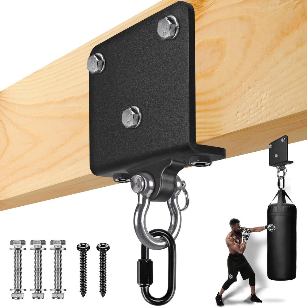 BeneLabel Beam Hanger Punching Bag Hanger 1000 LB Capacity Beam Mount Hardware for Heavy Bag Ceiling Mount with Carabiner 180 Swing Bracket Hooks for Boxing Bag