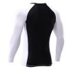 USKOY Men's Rash Guard Long Sleeve UPF 50+ Sun Protection Quick Dry Swim Shirt with Compression Fit for BJJ, Surfing & Gym Training Asym White Sleeve X-Large view 2